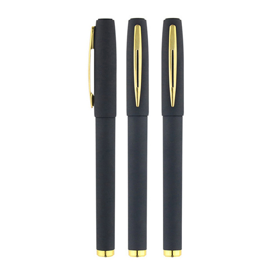 Black advertising pen with golden clip
