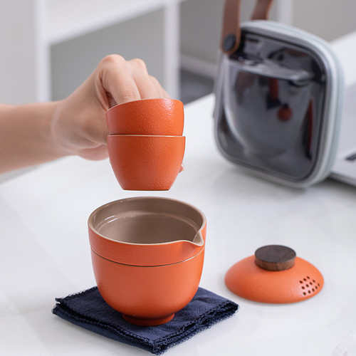 Travel tea set-a pot with 3 cups