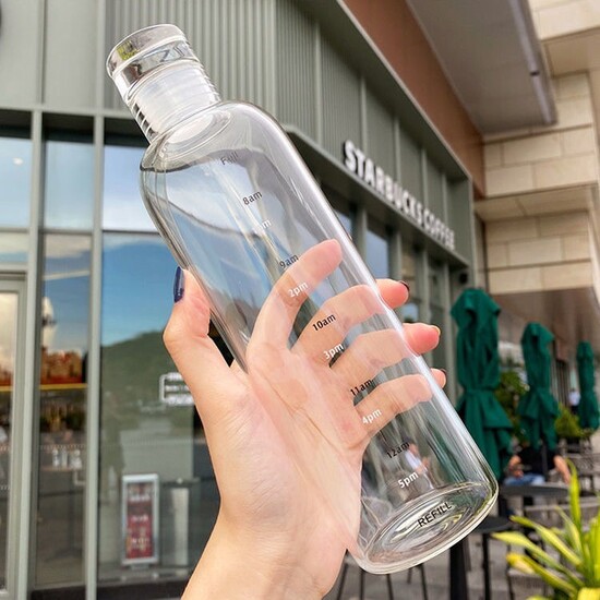 High-transparency glass water bottle