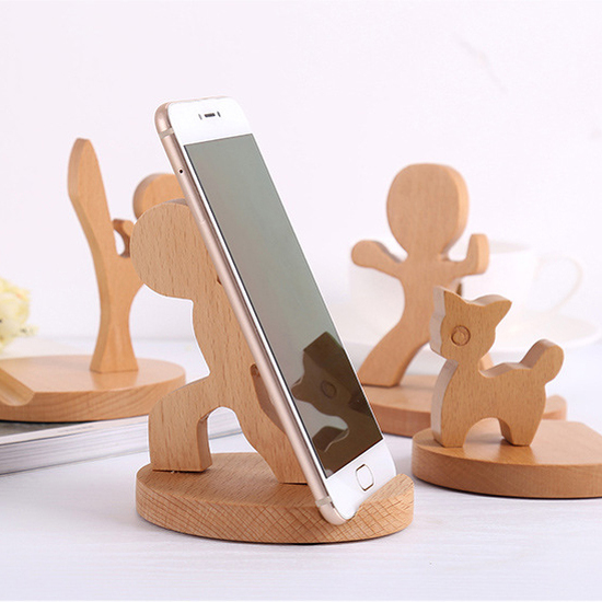 Creative wooden phone holder