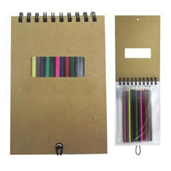 Notebook with Colorful Pencil